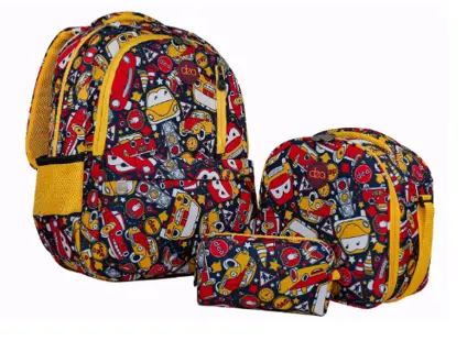 DEA Wonder 17-Inch School Backpack Set with Lunch Bag & Pencil Case - Red