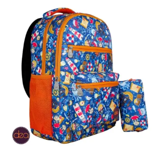 DEA DUE 18-Inch School Backpack Set with Pencil Case - Blue