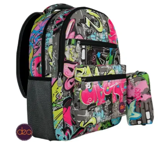 DEA DUE 18-Inch School Backpack Set with Pencil Case - Grey 2