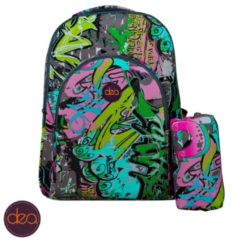 DEA RETRO 18-Inch School Backpack Set with Pencil Case - Grey