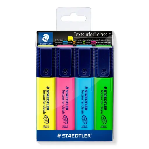 STAEDTLER Textsurfer Classic Highlighters – 4-Piece Wallet