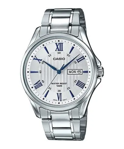 Casio Watch Stainless Steel 
One-touch 3-fold Clasp Band , MTP-1384D-7A2VDF