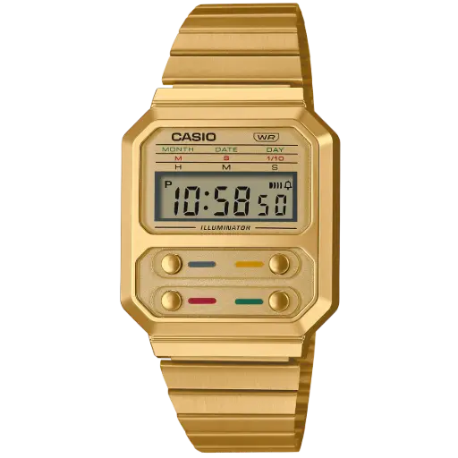 Casio Watch Stainless Steel 
Adjustable Clasp Band , A100WEG-9ADF