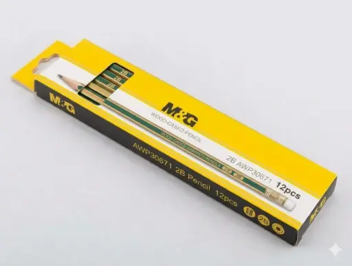 M&G 2B Box Pencil Wood Eraser 12 Pieces