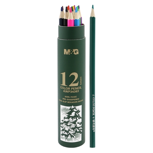 M&G Jar Colored Pencils 12 Colors Long